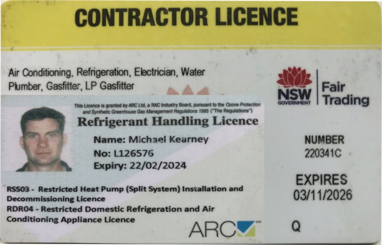 Mike's Electrical, Air Conditioning, Plumbing and Gas fitting licence
