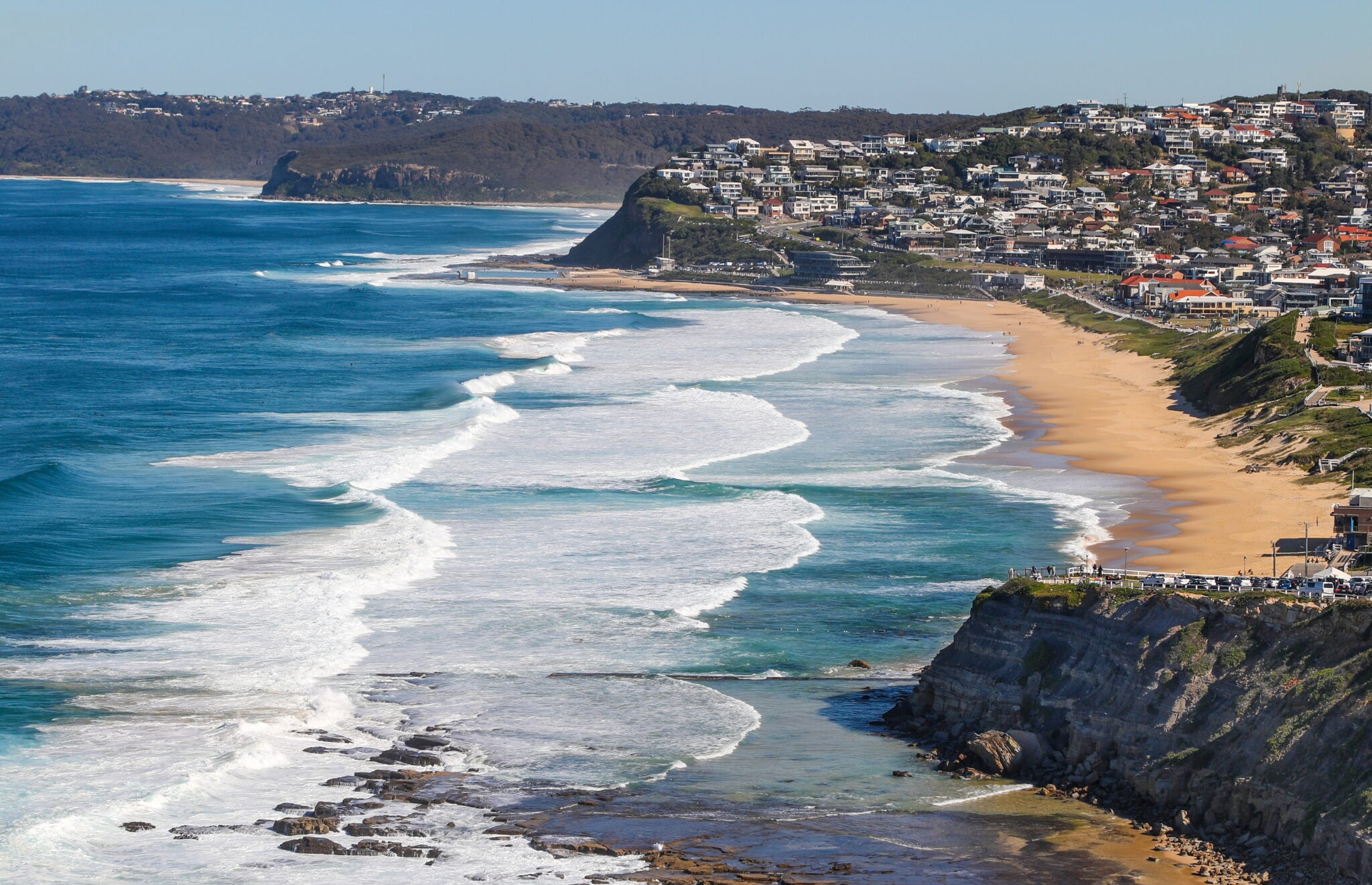 An elevated view of the Newcastle coastline in Australia
