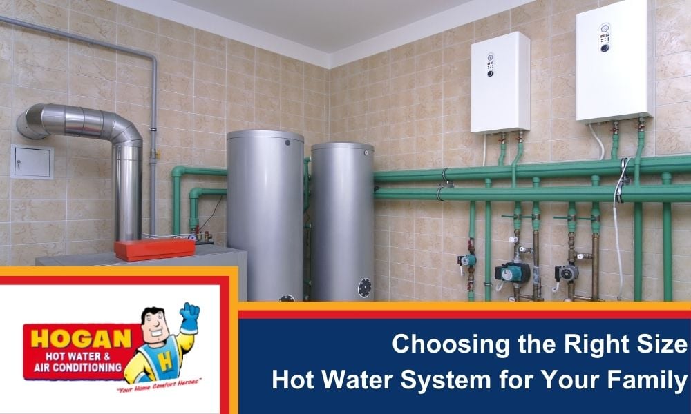A utility room with two silver storage tanks and two wall-mounted white water heaters connected by a network of green pipes