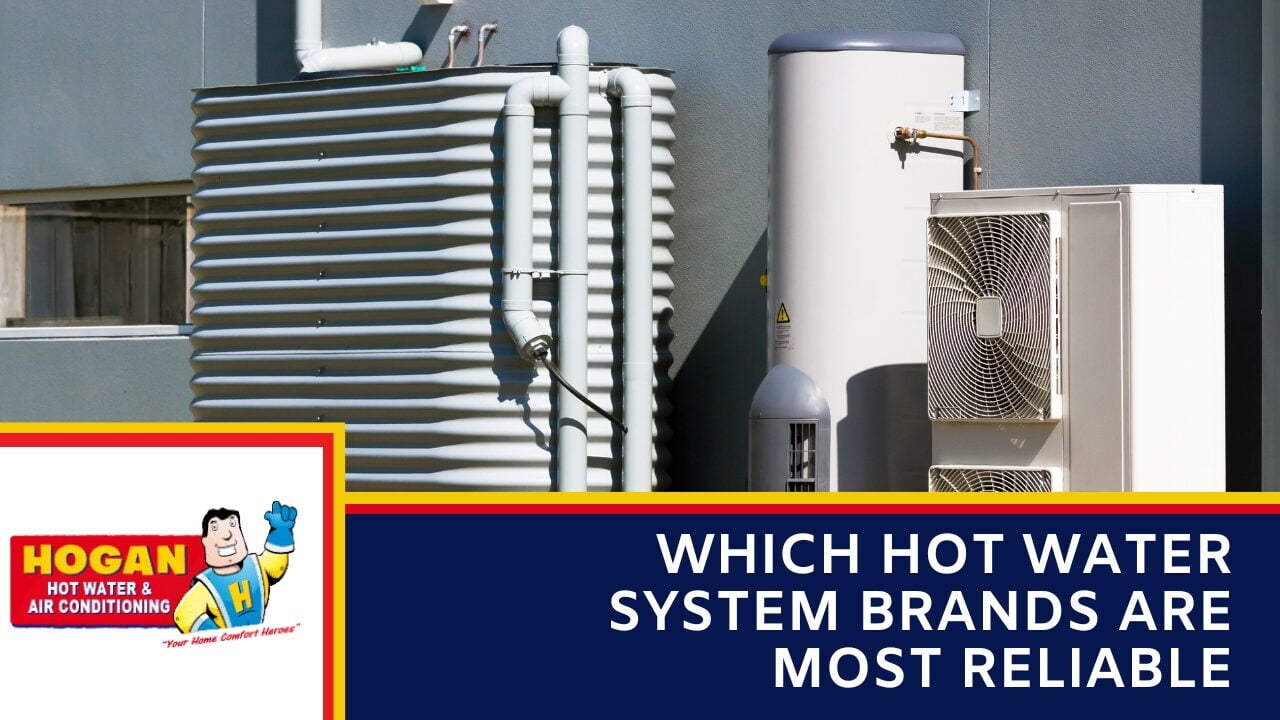 A corrugated metal rainwater tank and an outdoor heat pump system.