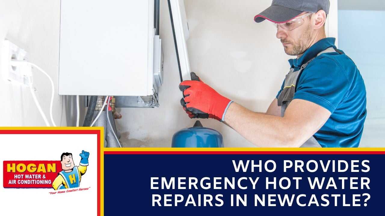 A technician wearing safety glasses and red gloves working on a wall-mounted water heater