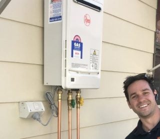 Jamie and Rheem Metro 26 five star continuous gas hot water system